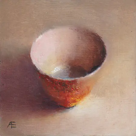 Anneke Elhorst, Schaaltje 47, Oil on panel, 10x10x4 cm, €.195,-