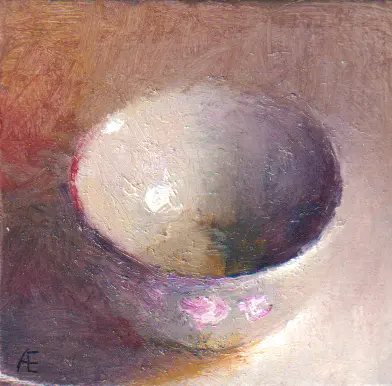 Anneke Elhorst, Schaaltje 55, Oil on panel, 5,5x6,5x4 cm, €.125,-