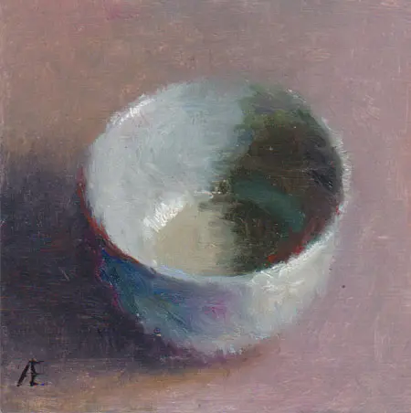 Anneke Elhorst, Schaaltje 62, Oil on panel, 10x10x3 cm, €.195,-