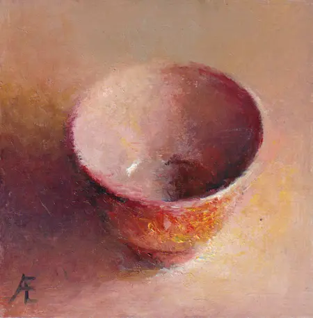 Anneke Elhorst, Schaaltje 63, Oil on panel, 10x10x3 cm, €.195,-