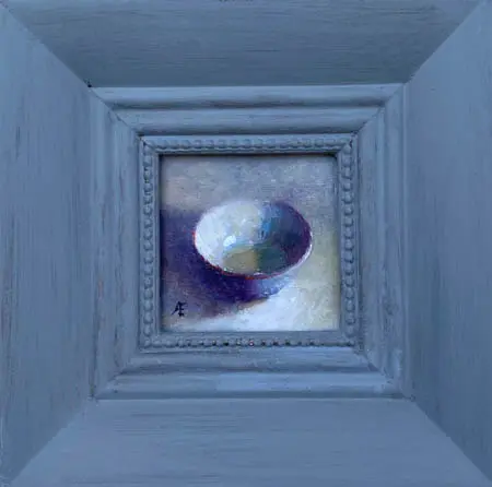 Anneke Elhorst, Schaaltje 65, Oil on panel in frame, 7,5x7,5 cm, €.195,-