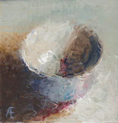Anneke Elhorst, Schaaltje 72, Oil on panel, 7,7x7,4,5, €.140,-