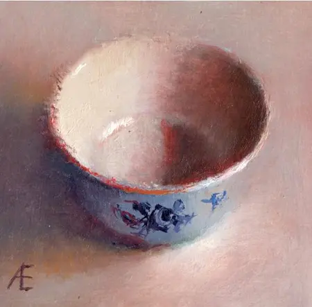 Anneke Elhorst, Schaaltje 78, 10x10x3 cm, 195,- oil on panel