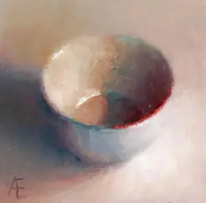 Anneke Elhorst, Schaaltje 80, 10x10x3 cm, 195,- oil on panel