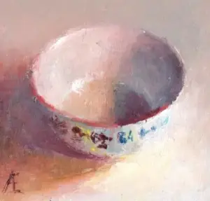 Anneke Elhorst, Schaaltje 85, 150 euro, Oil on panel, 8x8x2,5 cm