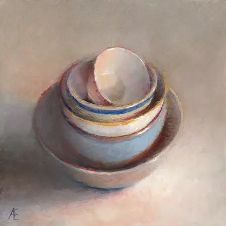 Anneke Elhorst, Stapel, Oil on panel, 20x20x4 cm, €.450,-