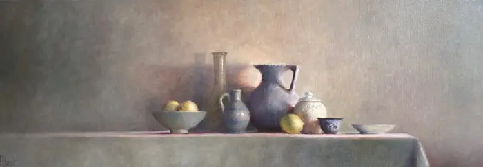 Anneke Elhorst, Stilleven met citroenen, 2800 euro, Oil on canvas, unframed, 50x140x5 cm