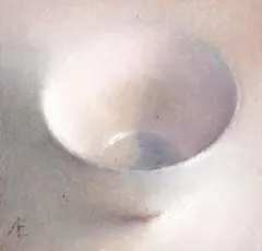 Anneke Elhorst, Wit Schaaltje, 195 euro, Oil on panel, 10x10x3 cm