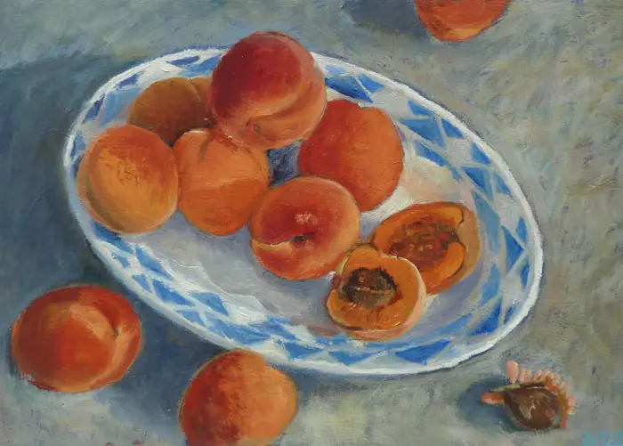 Annemarie Verschoor, Abrikozen, Oil on panel, 21x30 cm, €.200,-
