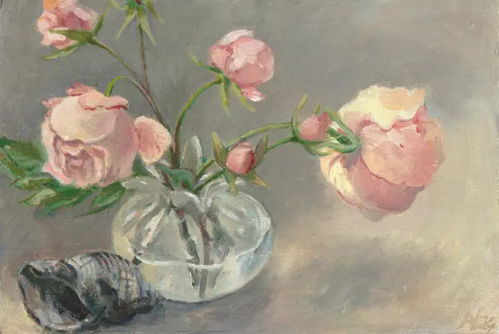 Annemarie Verschoor, De laatste rozen, 220 euro, Oil on panel, 20x30 cm