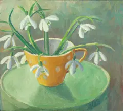 Annemarie Verschoor, Geel kopje, 150 euro, Oil on panel, unframed, 22x20 cm