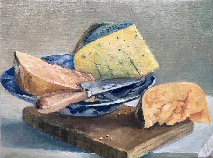 Annemarie Verschoor, Kaas, Oil on canvas, 25x32 cm, €.230,-