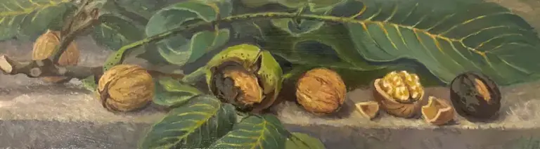 Annemarie Verschoor, Noten, 180 euro, Oil on vintage board, 40x12 cm
