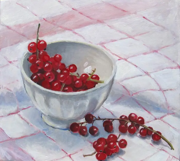 Annemarie Verschoor, Rode bessen, 175 euro, Oil on panel, unframed, 22x20 cm