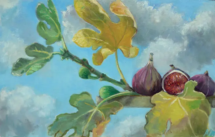 Annemarie Verschoor, Vijgen, Oil on panel, 26x40 cm, €.250,-