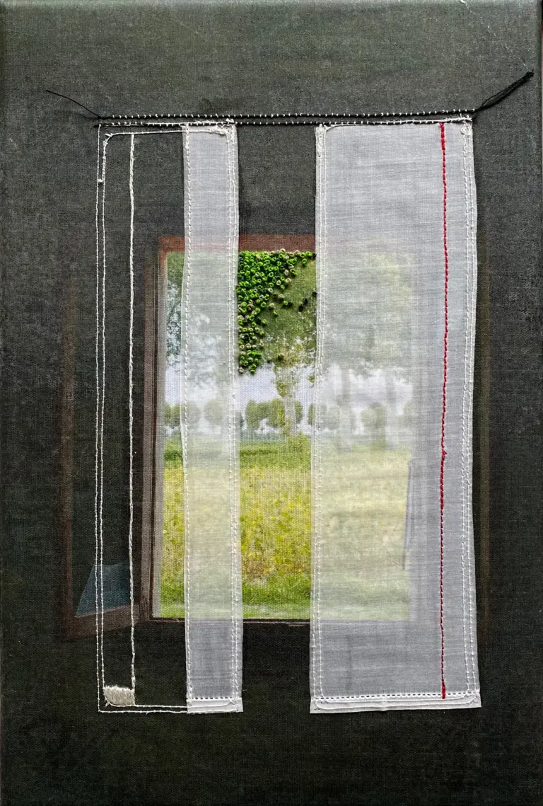 Annette van Waaijen, Bijna voorjaar 2, Mixed media on canvas in wooden frame, 30x20 cm, €.325,-