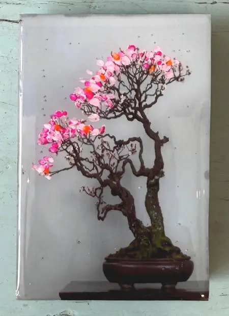 Annette van Waaijen, Bonsai, 75 euro, Mixed media on panel, unframed, 6x9 cm
