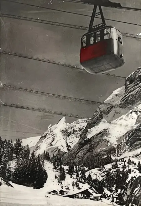 Annette van Waaijen, Gondel 6, 65 euro, Collage with stitching, resin and old photo, unframed, 6x9 cm