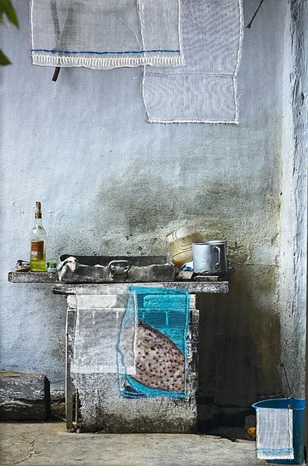 Annette van Waaijen, Inside Out - Kitchchen, 345 euro, Photo with embroidery, 30x20 cm