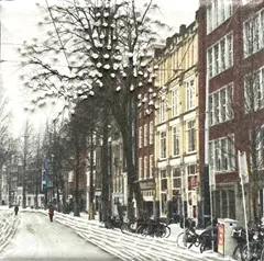 Annette van Waaijen, Once upon a time....(Amsterdam), 145 euro, Mixed media with photo/embroidery in wooden frame, 10x10 cm
