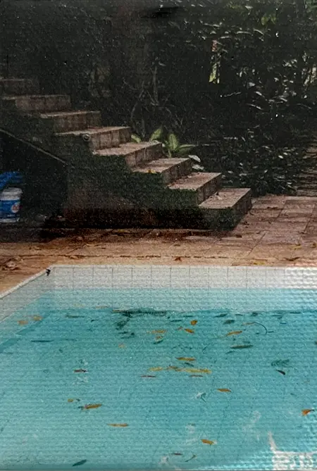 Annette van Waaijen, Pool, 65 euro, Mixed media on panel, unframed, 9x6 cm