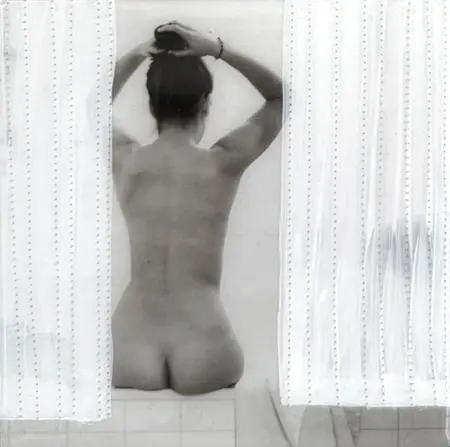 Annette van Waaijen, The Bath, 245 euro, Photo with acrylic and epoxy in black frame, 15x15 cm