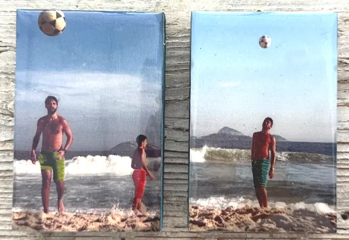 Annette van Waaijen, Voetballers 4 en 5, 65 euro, Photo on panel with resin, 9x6x2 cm