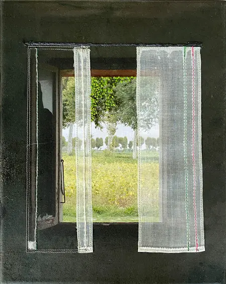 Annette van Waaijen, Voorjaar, Mixed media with photo in wooden frame, 30x24 cm, €.395,-