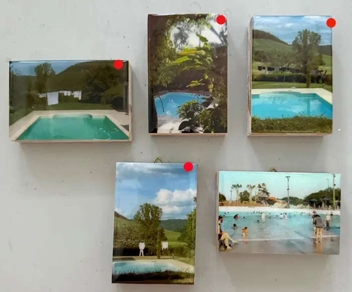 Annette van Waaijen, Zwembadserie 1 t/m 5, 65 euro, Photo on panel with resin, 9x6x2 cm