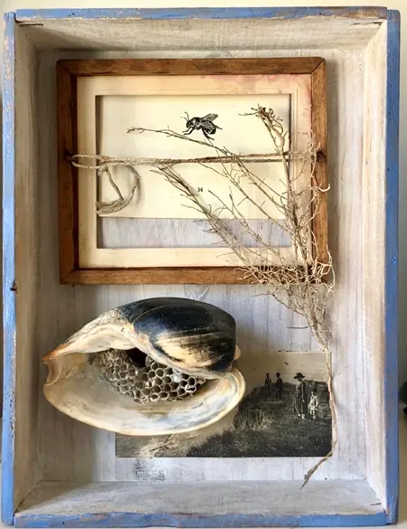 Antje Weber, By the Sea, 150 euro, Mixed media in vintage wooden box, 29x22x9 cm