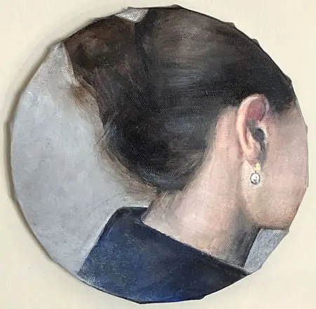 Antje Weber, Clara, 150 euro, Acrylic on canvas with gold leaf, 20 cm