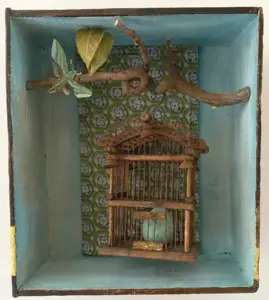 Antje Weber, Cricket Cage, 140 euro, Mixed media in box, 19x21x9 cm