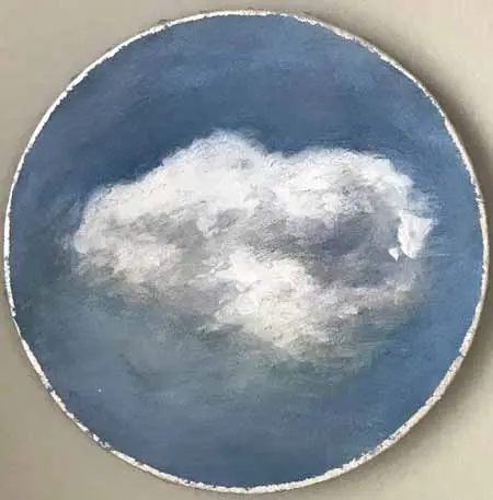 Antje Weber, Silver Cloud, 90 euro, Acrylic on canvas with gold leaf, 20 cm