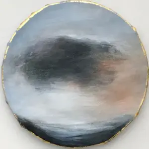 Antje Weber, Small rain Cloud, 90 euro, Acrylic on canvas with gold leaf, 20 cm