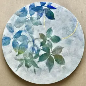 Antje Weber, The Tondo, Mixed media with gold leaf, 30 cm, €.150,-