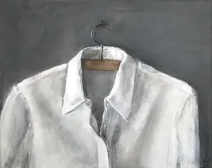Antje Weber, White Shirt, 150 euro, Acrylic on canvas, 30x24 cm