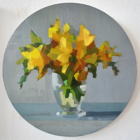Bairbre Duggan, Fresias, 1050 euro, Oil on panel, unframed, 30 cm
