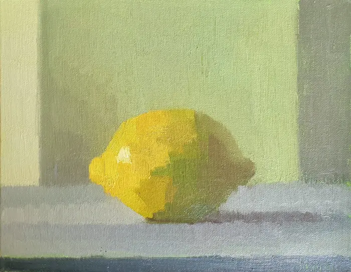Bairbre Duggan, Lemon, 650 euro, Oil on canvas in frame, 20x25 cm