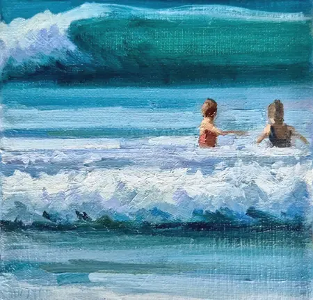 Bairbre Duggan, The Wave II, 650 euro, Oil on canvas in white frame, 20x20 cm