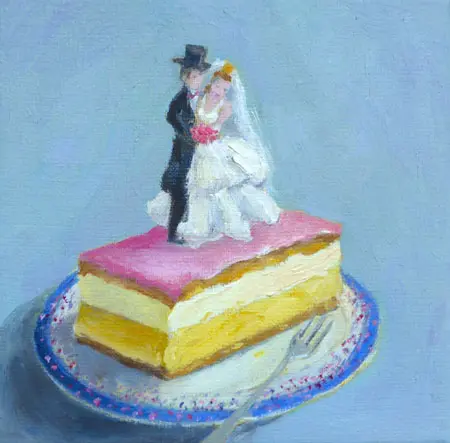 Berber Boom, Bruidstaartje, Oil on canvas, 20x20 cm, €.150,-