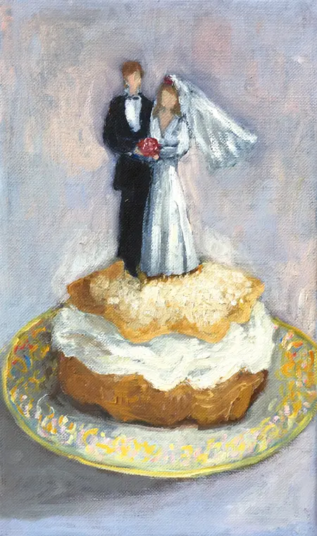 Berber Boom, Bruidstaartje, Oil on canvas, 27x17 cm, €.195,-