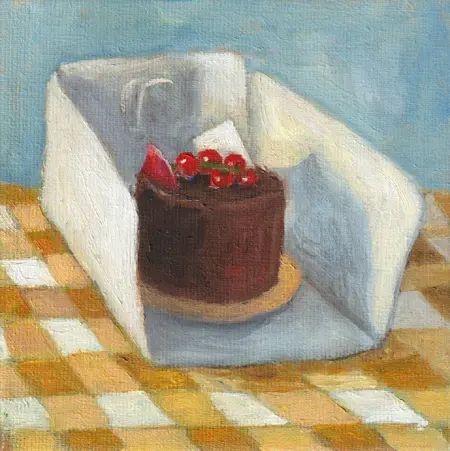 Berber Boom, Choco taartje, Oil on canvas, 20x20 cm, €.150,-