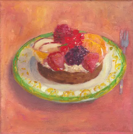 Berber Boom, Fruittaartje, Oil on canvas, 20x20 cm, €.150,-