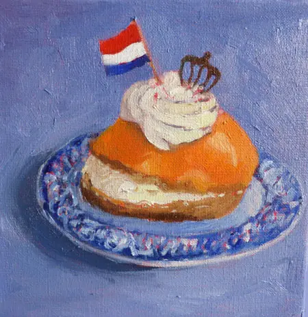 Berber Boom, Oranje Soes, Oil on canvas, 20x20 cm, €.150,-
