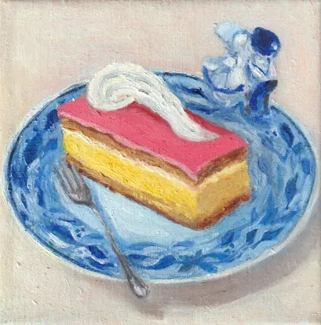 Berber Boom, Tompoes taartje, Oil on canvas, 20x20 cm, €.150,-