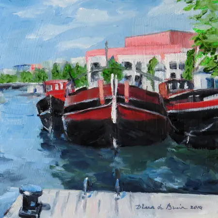 Diana de Bruin, Amstel (voor Hermitage), Mixed media on panel, 20x20 cm, €.175,-