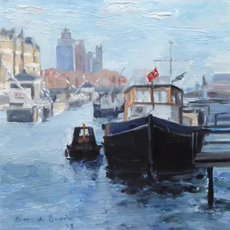 Diana de Bruin, Boten Amstel, Oil on panel, 20x20 cm, €.175,-