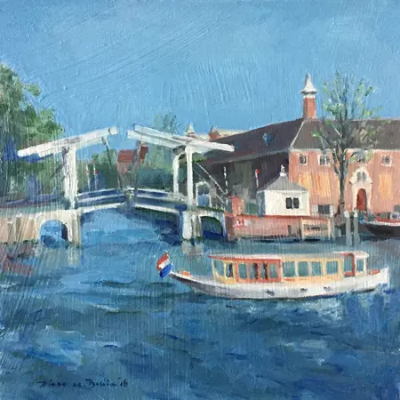 Diana de Bruin, Hermitage vanaf de Amstel, Oil on panel, 30x30 cm, €.275,-