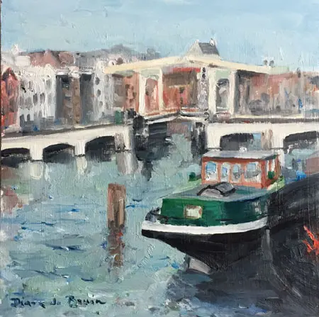 Diana de Bruin, Magere Brug Amsterdam, Oil on panel, 20x20 cm, €.175,-