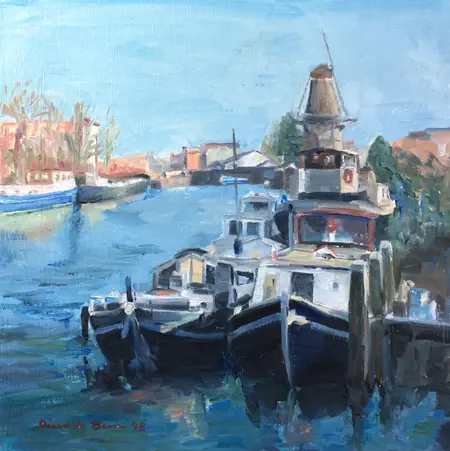 Diana de Bruin, Molen de Goyer, Oil on wood, 30x30 cm, €.275,-